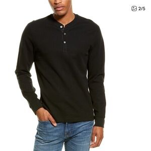 Theory Men’s Black Long Sleeve Mini Waffle Thermal Spring Henley Shirt Size XL
